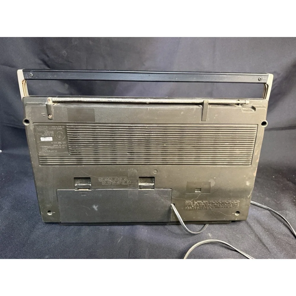 Sony CFS-43 Boombox Stereo Cassette Player AM FM Radio Silver Vintage Tested